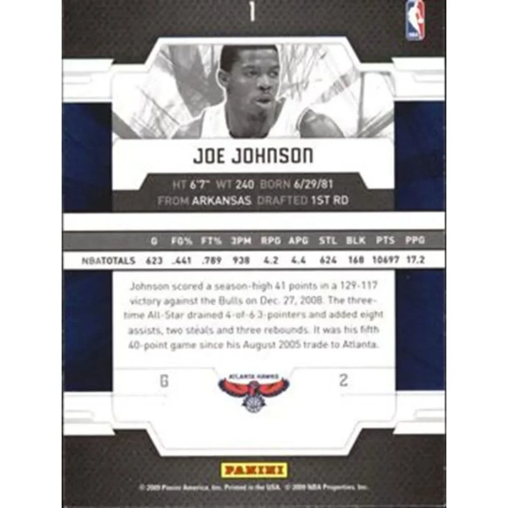 2009 Donruss Elite Basketball Card - #1 Joe Johnson
